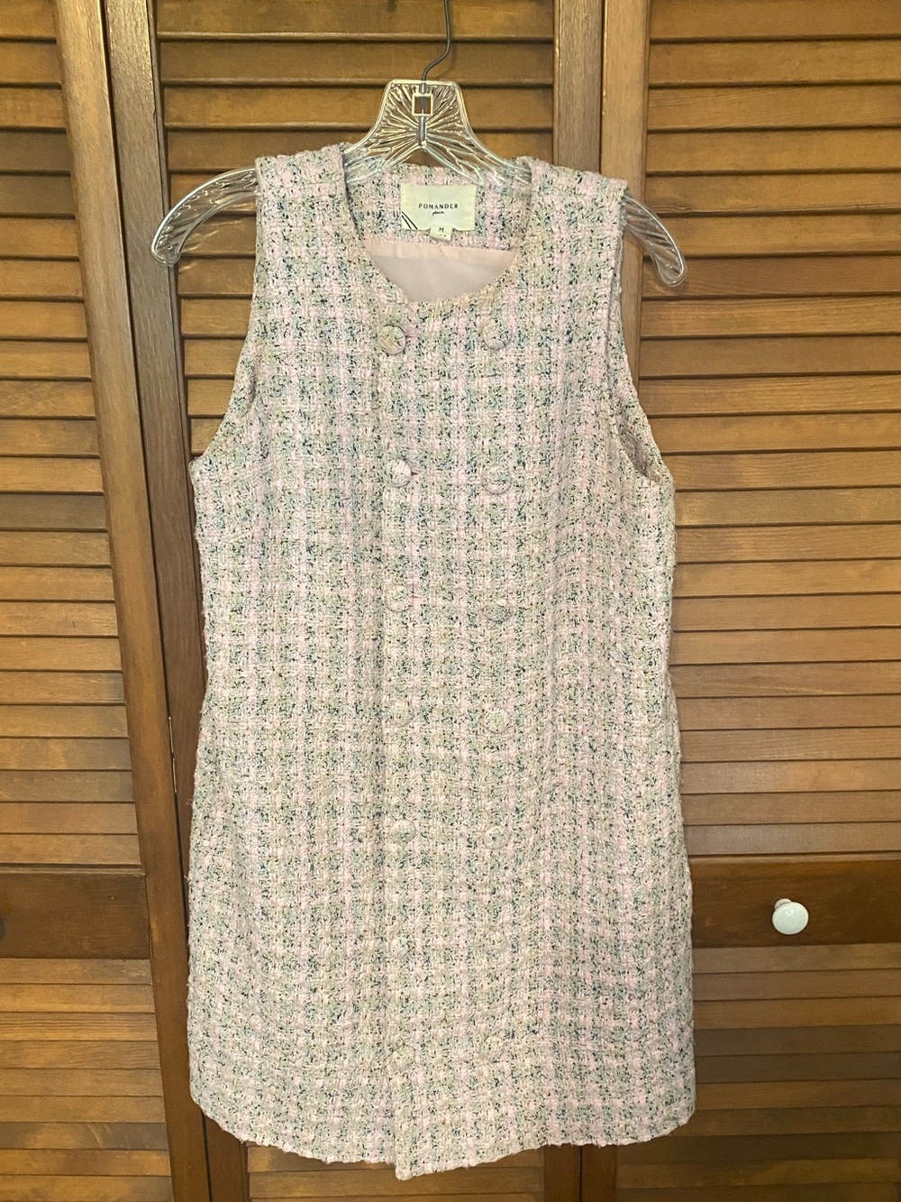 Pomander Place Tuckernuck Bianca Ethereal Pink Tweed Sleeveless Dress Size M